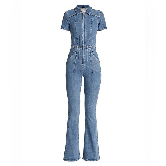*NWOT* We The Free Jayde Flare Jumpsuit in Sunburst Blue - Picture 2 of 6